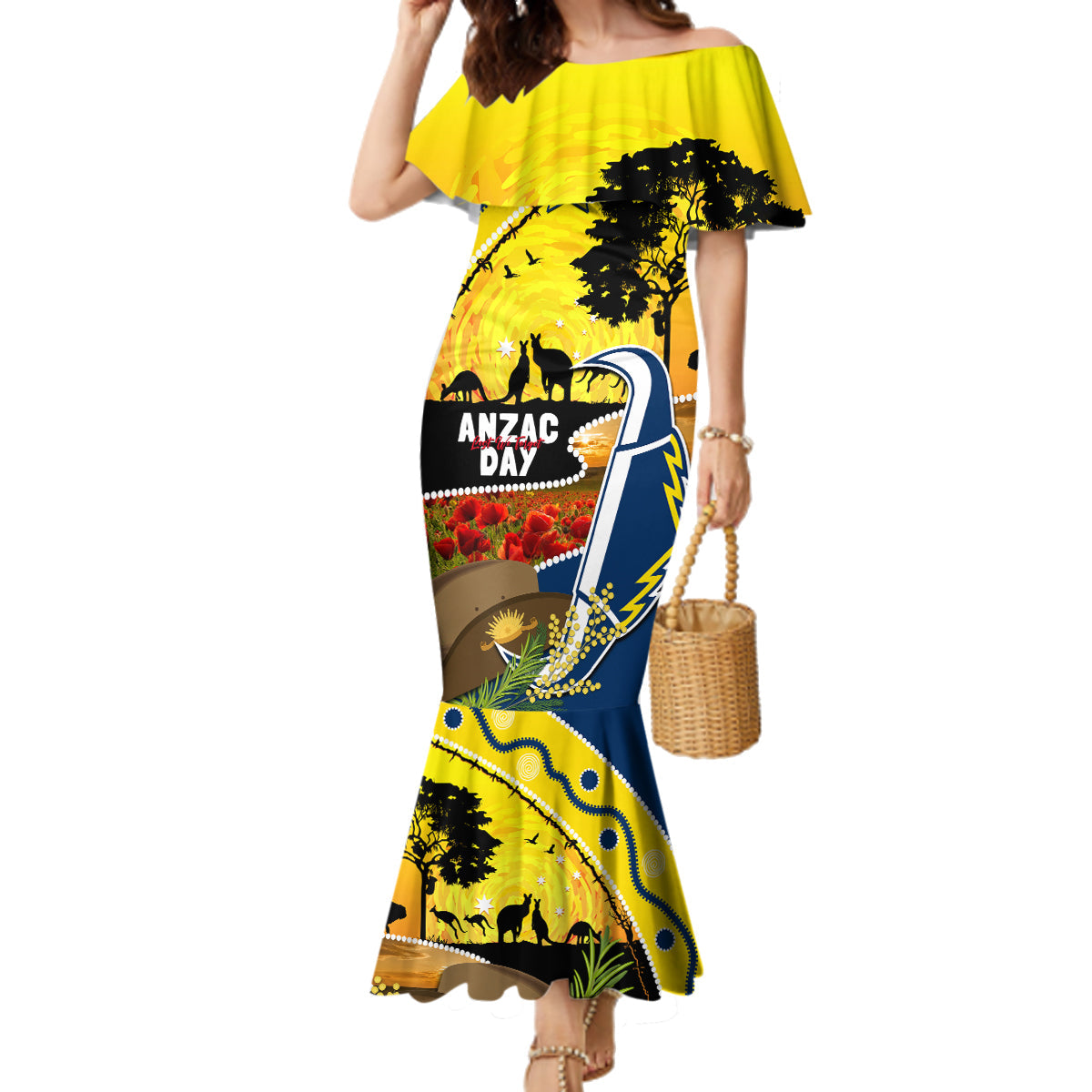 Cowboys ANZAC Day Family Matching Mermaid Dress and Hawaiian Shirt Rosemary Starring Night Style