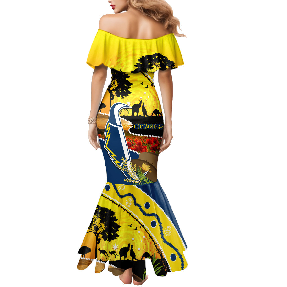 Cowboys ANZAC Day Family Matching Mermaid Dress and Hawaiian Shirt Rosemary Starring Night Style