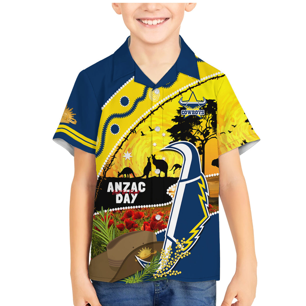 Cowboys ANZAC Day Family Matching Mermaid Dress and Hawaiian Shirt Rosemary Starring Night Style