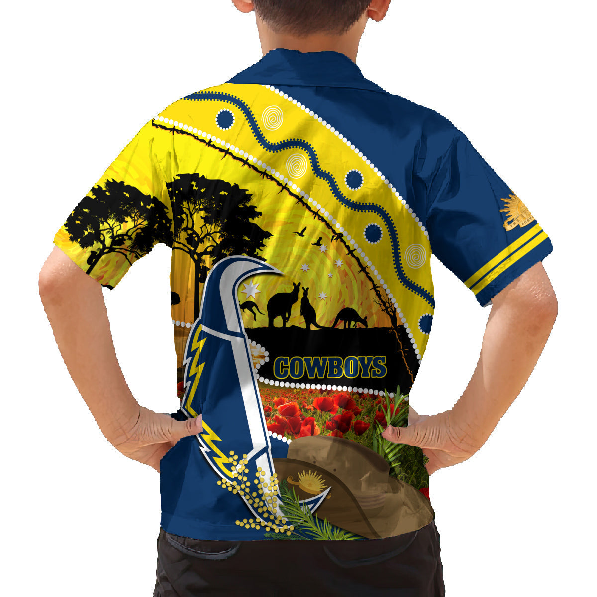 Cowboys ANZAC Day Family Matching Puletasi and Hawaiian Shirt Rosemary Starring Night Style