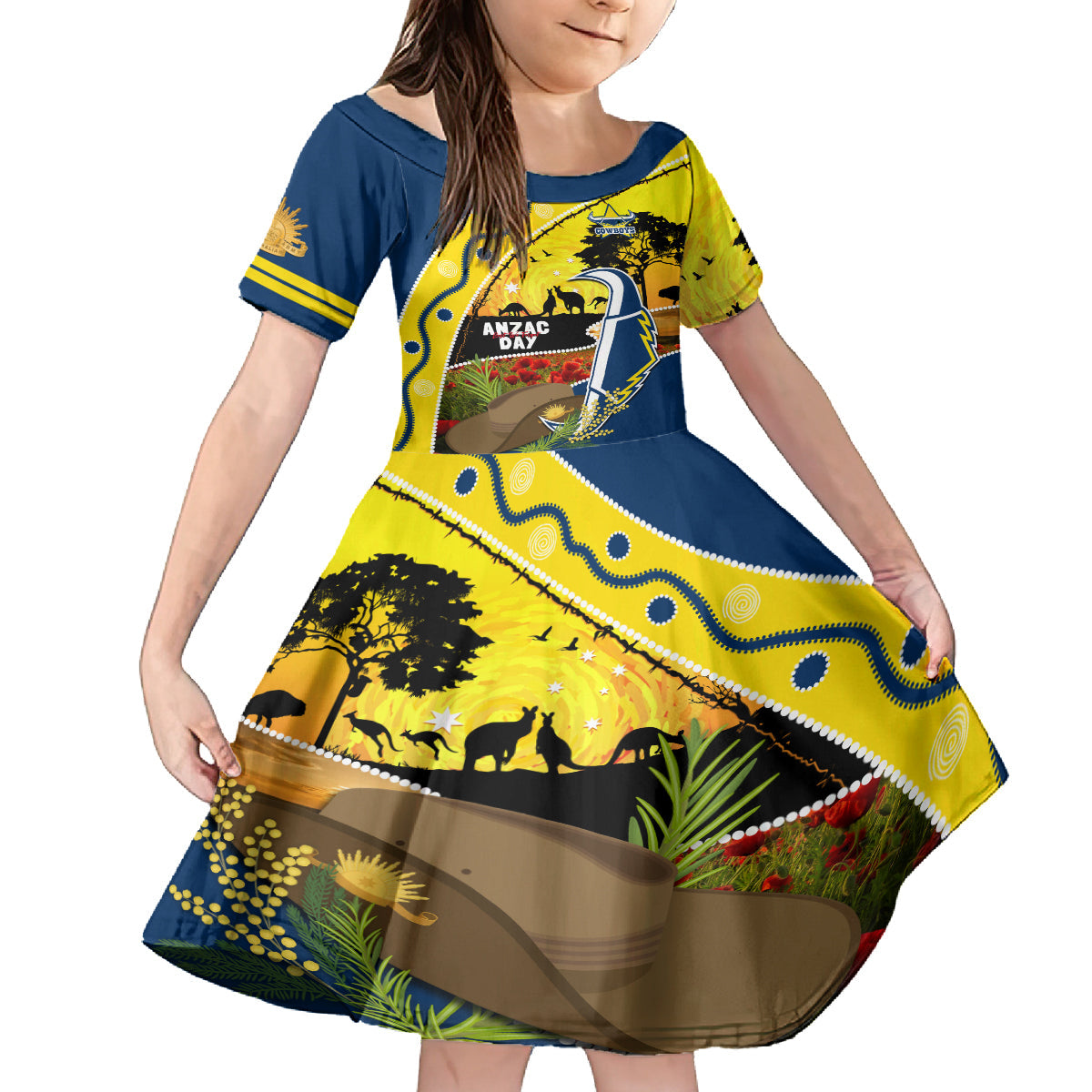 Cowboys ANZAC Day Family Matching Tank Maxi Dress and Hawaiian Shirt Rosemary Starring Night Style