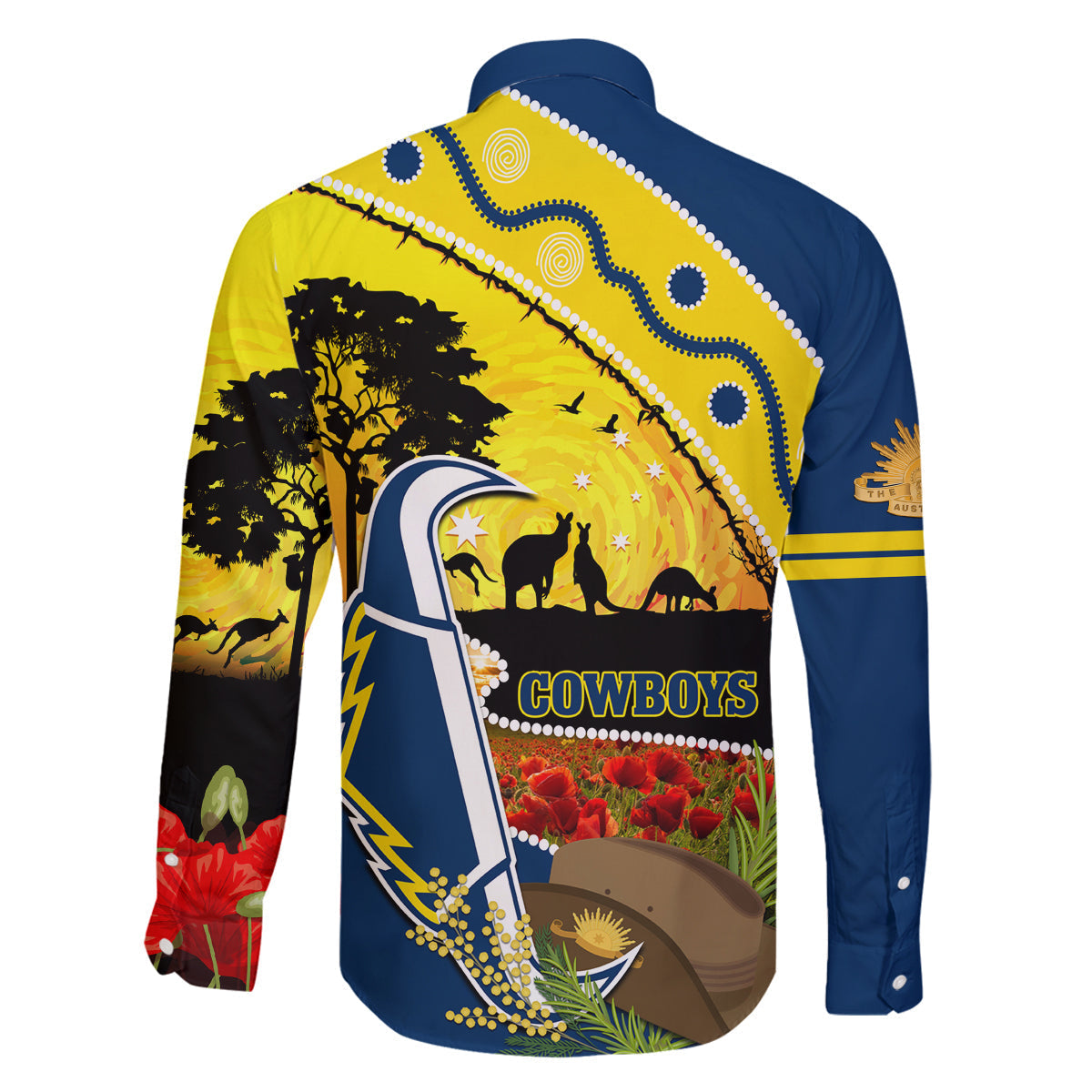 Cowboys ANZAC Day Family Matching Tank Maxi Dress and Hawaiian Shirt Rosemary Starring Night Style