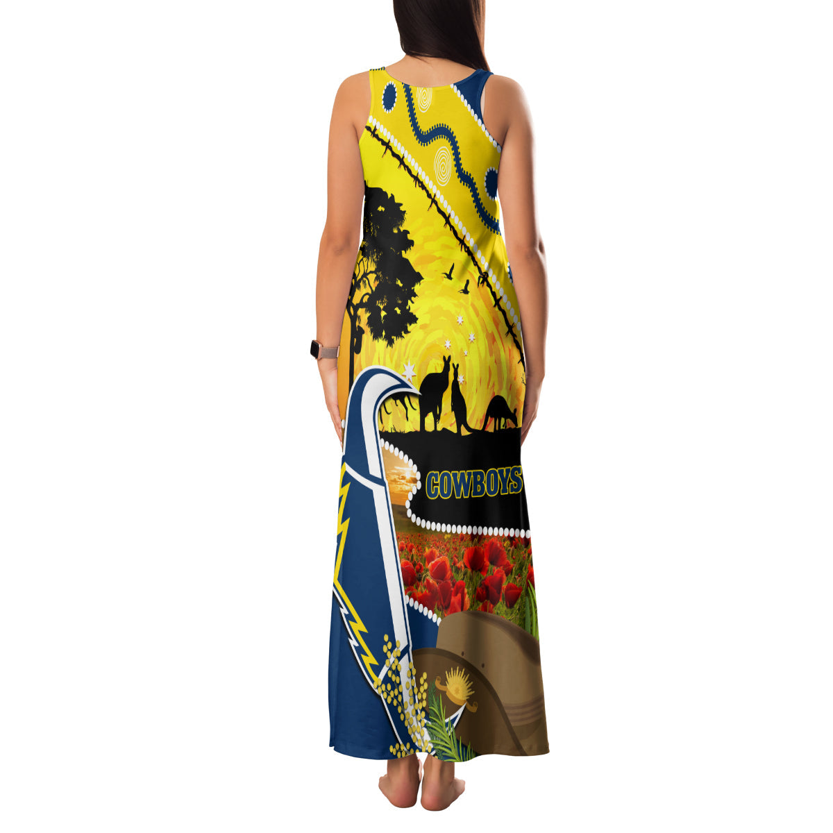 Cowboys ANZAC Day Family Matching Tank Maxi Dress and Hawaiian Shirt Rosemary Starring Night Style