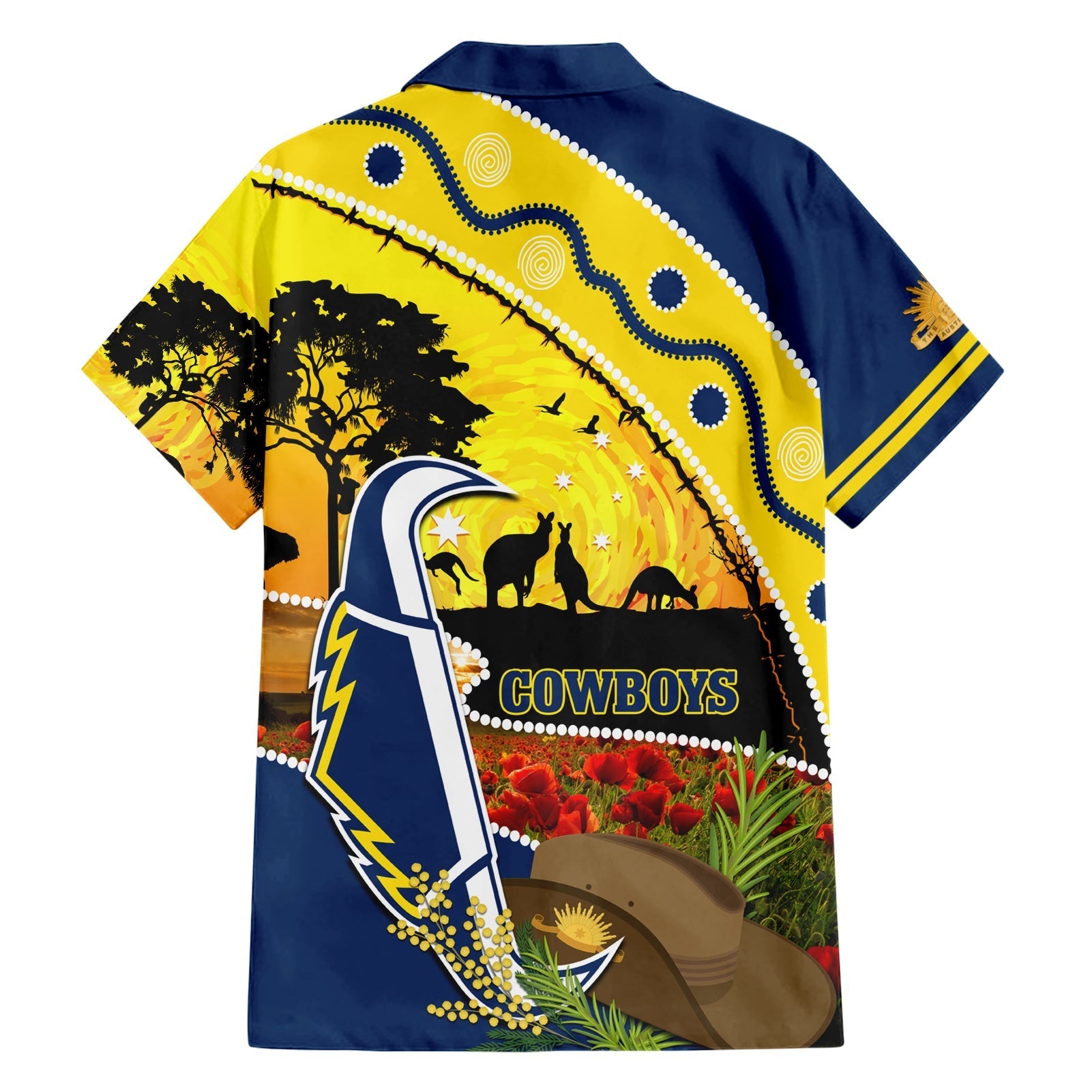 Cowboys ANZAC Day Hawaiian Shirt Rosemary Starring Night Style - Vibe Hoodie Shop