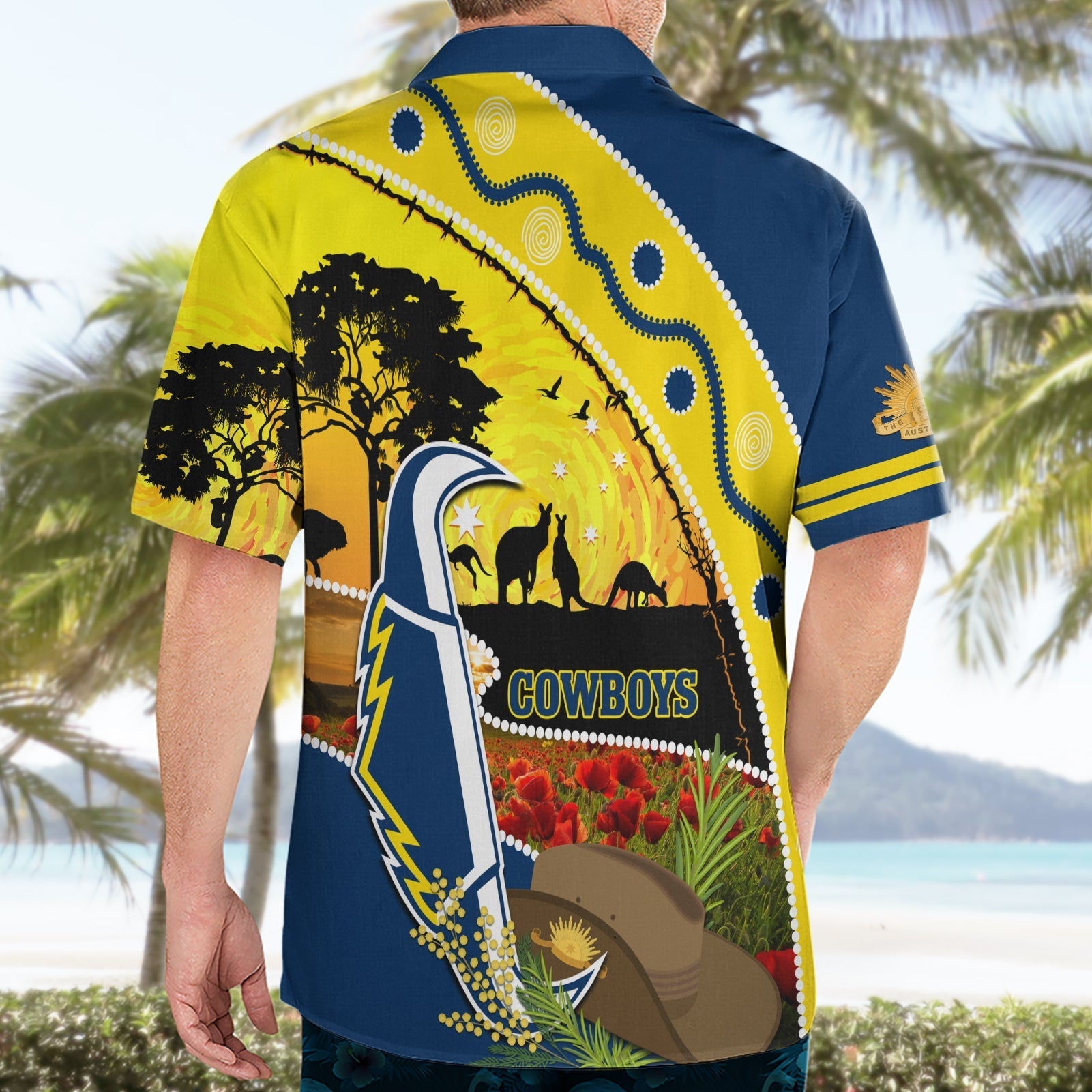 Cowboys ANZAC Day Hawaiian Shirt Rosemary Starring Night Style - Vibe Hoodie Shop