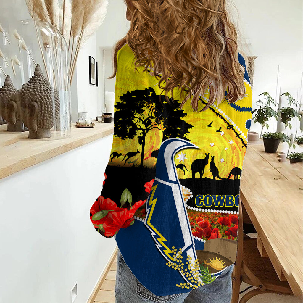 Cowboys ANZAC Day Women Casual Shirt Rosemary Starring Night Style - Vibe Hoodie Shop