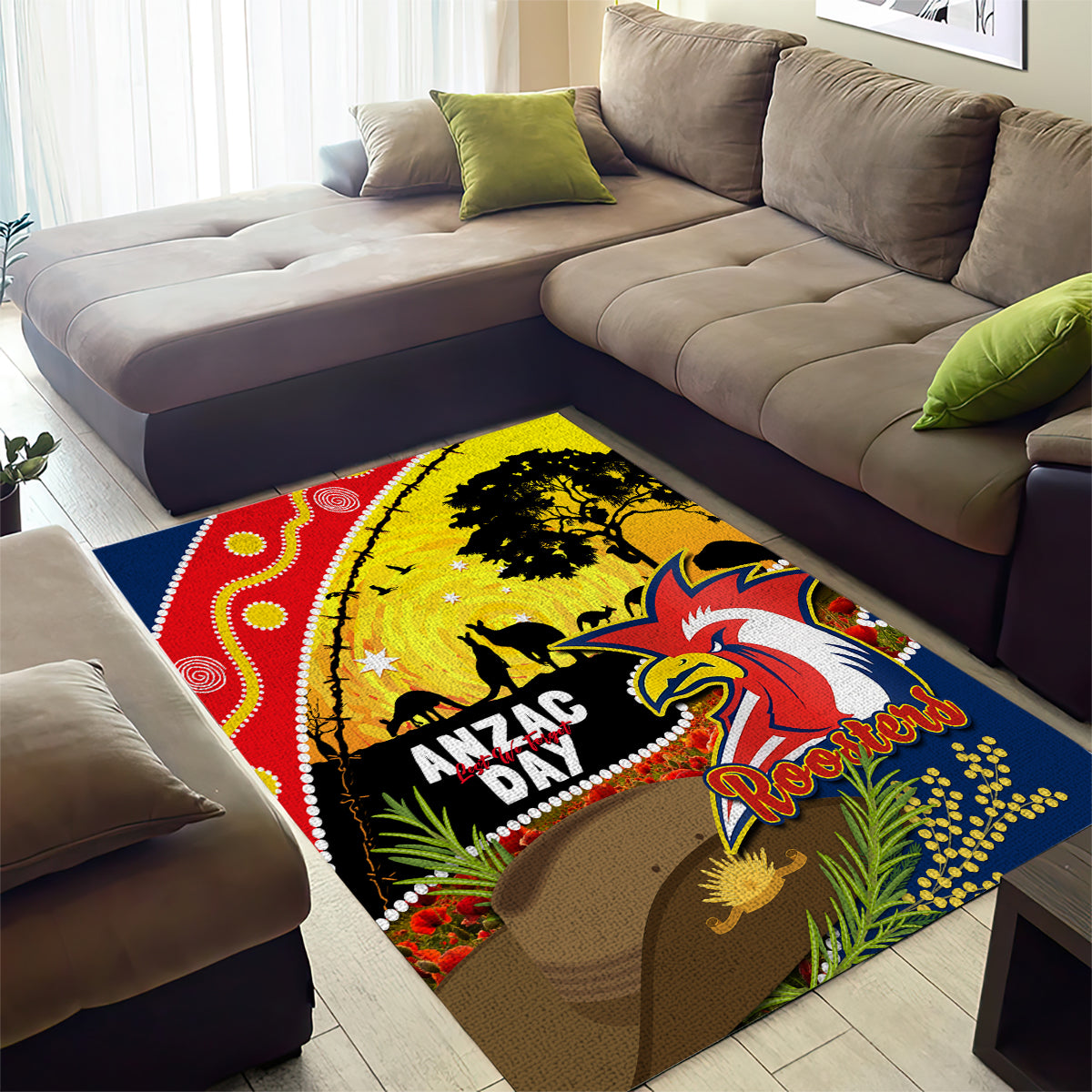 Roosters ANZAC Day Area Rug Rosemary Starring Night Style - Vibe Hoodie Shop