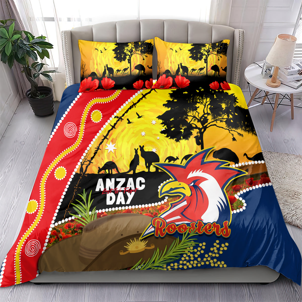 Roosters ANZAC Day Bedding Set Rosemary Starring Night Style - Vibe Hoodie Shop