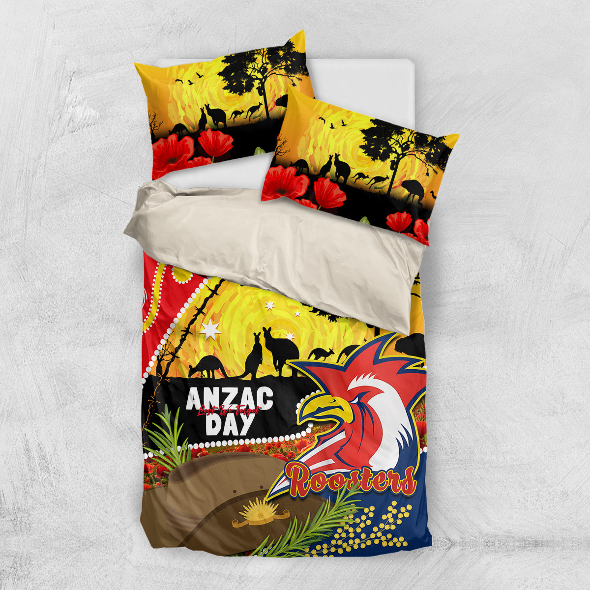 Roosters ANZAC Day Bedding Set Rosemary Starring Night Style - Vibe Hoodie Shop