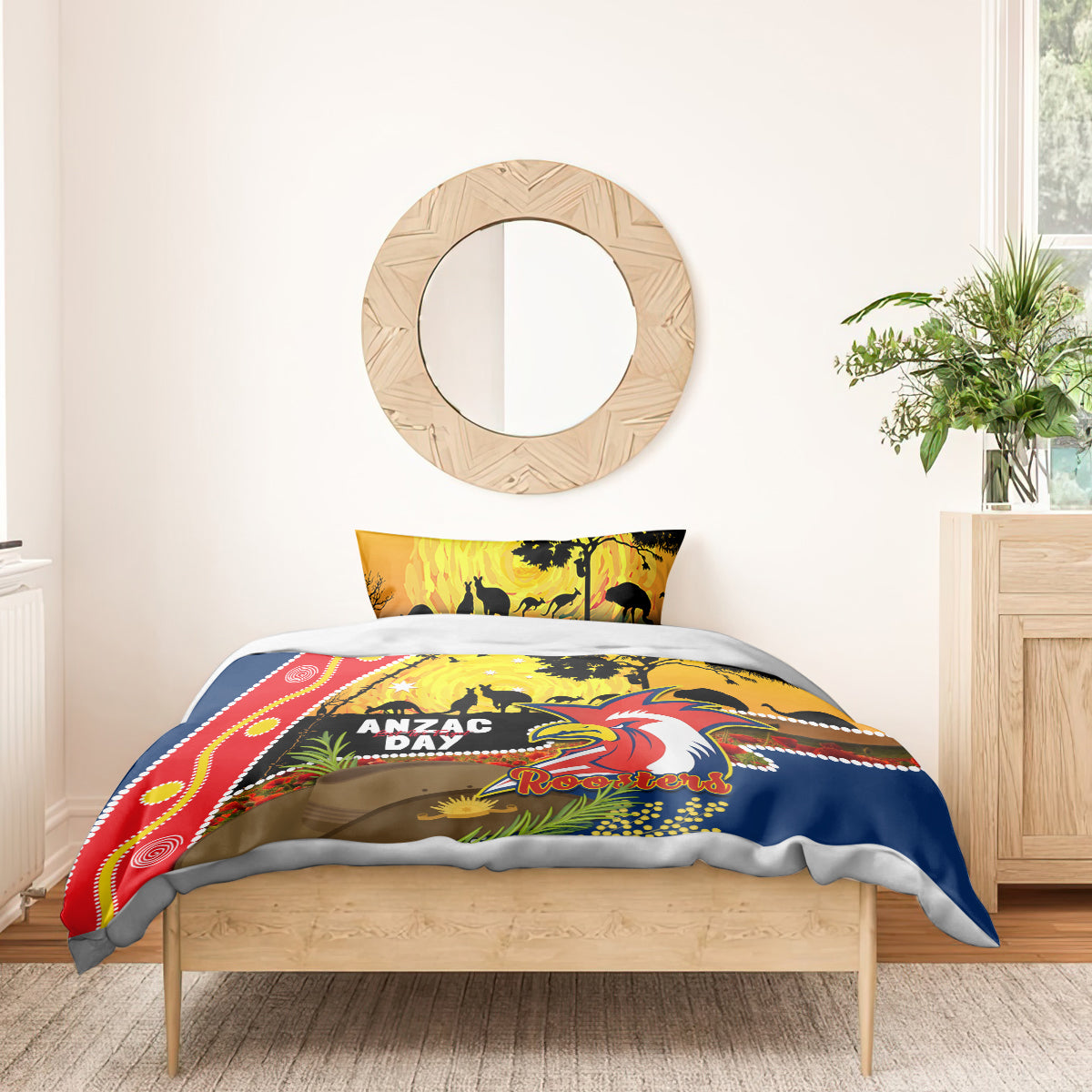 Roosters ANZAC Day Bedding Set Rosemary Starring Night Style - Vibe Hoodie Shop