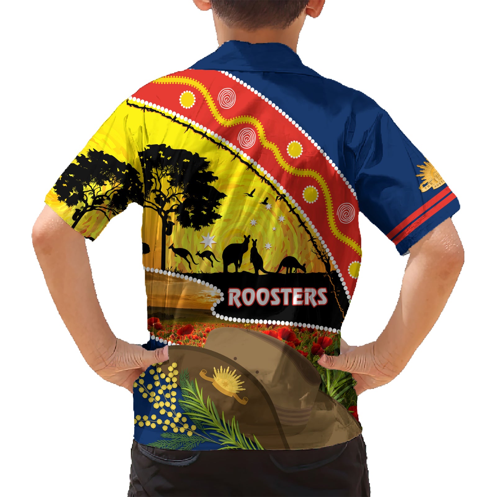 Roosters ANZAC Day Hawaiian Shirt Rosemary Starring Night Style - Vibe Hoodie Shop