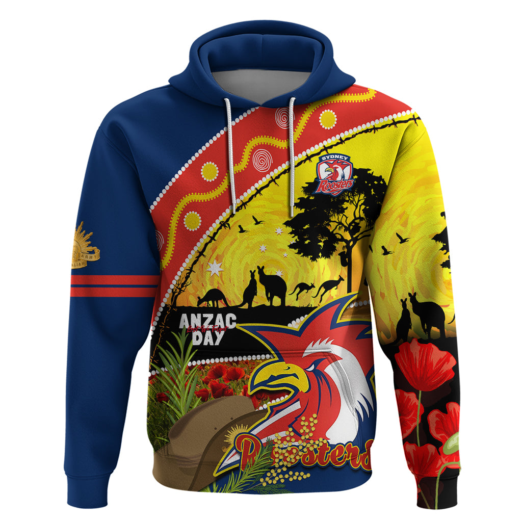Roosters ANZAC Day Hoodie Rosemary Starring Night Style - Vibe Hoodie Shop