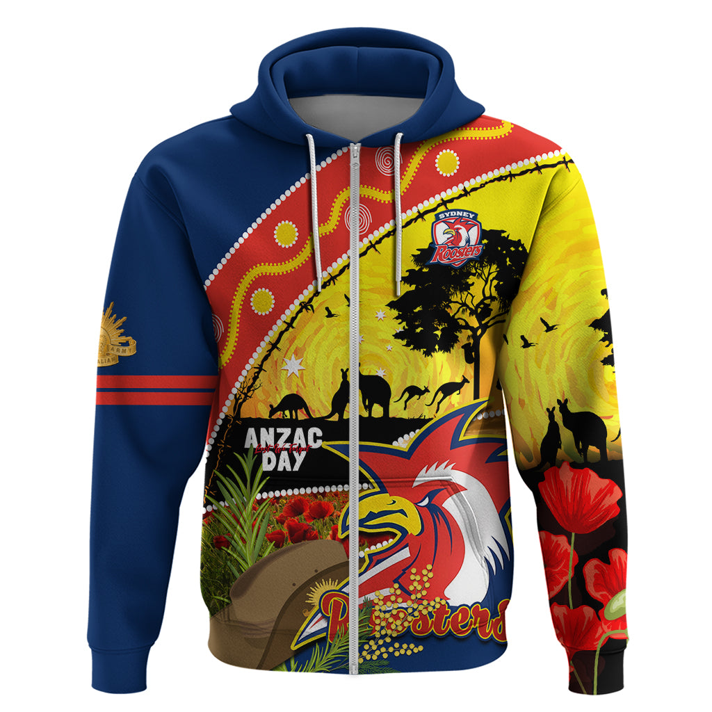 Roosters ANZAC Day Hoodie Rosemary Starring Night Style - Vibe Hoodie Shop