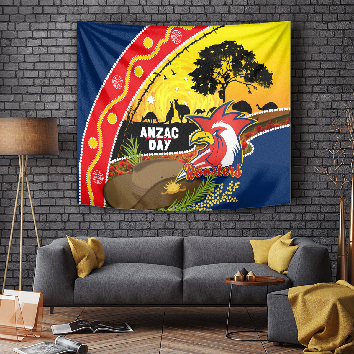 Roosters ANZAC Day Tapestry Rosemary Starring Night Style - Vibe Hoodie Shop