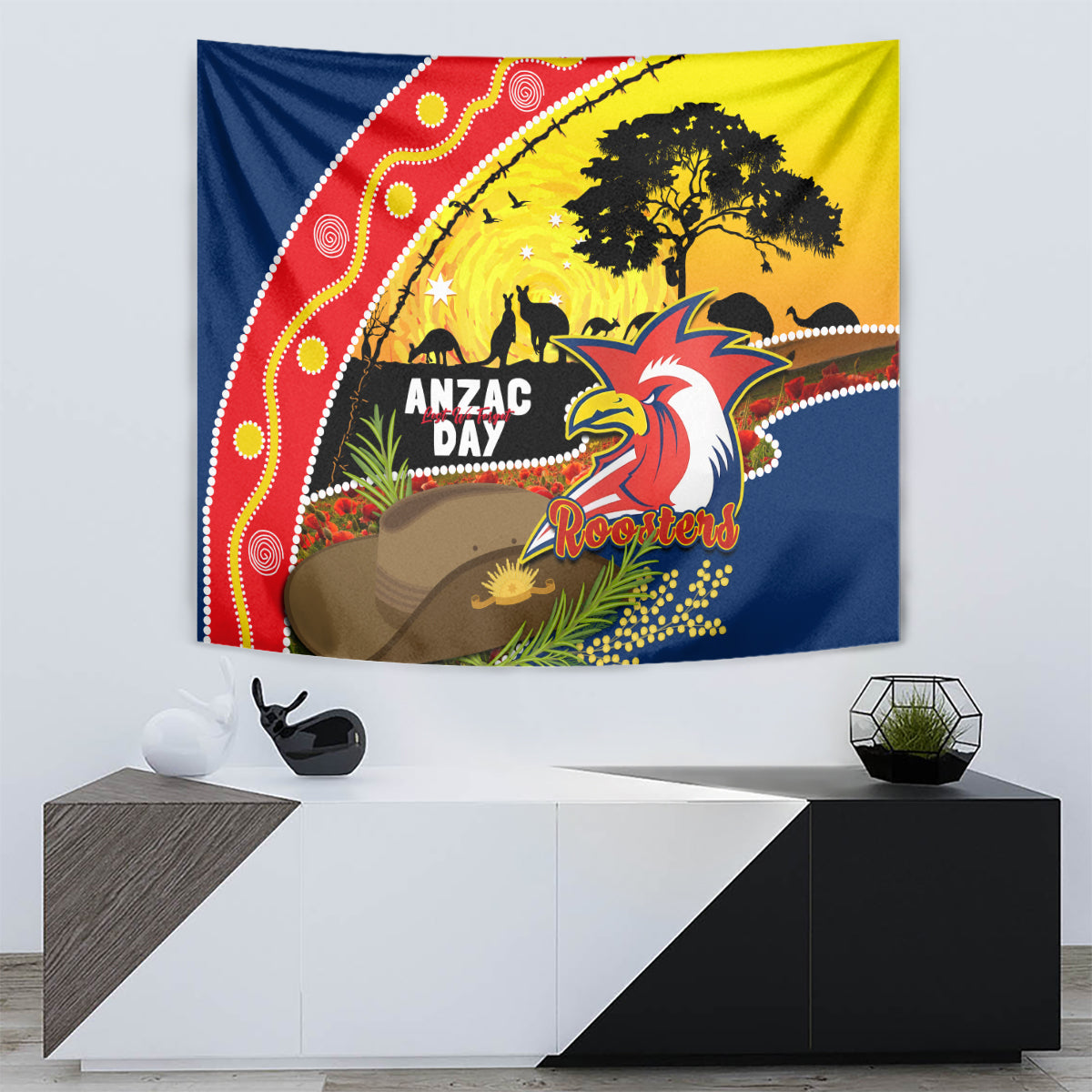 Roosters ANZAC Day Tapestry Rosemary Starring Night Style - Vibe Hoodie Shop