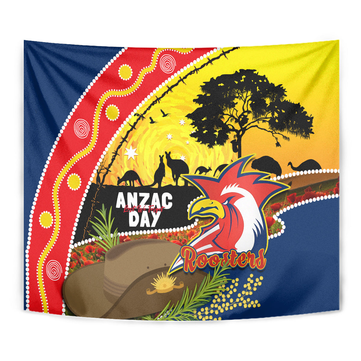 Roosters ANZAC Day Tapestry Rosemary Starring Night Style - Vibe Hoodie Shop