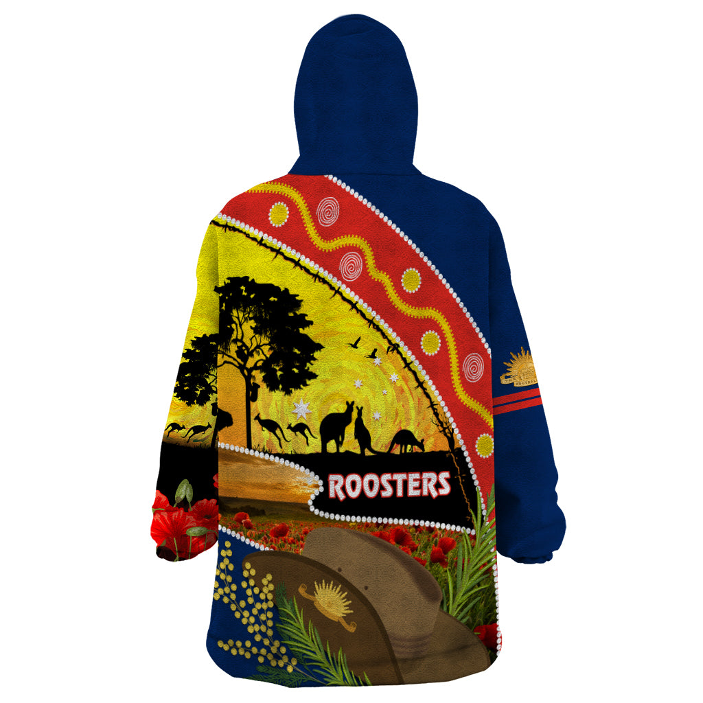 Roosters ANZAC Day Wearable Blanket Hoodie Rosemary Starring Night Style - Vibe Hoodie Shop