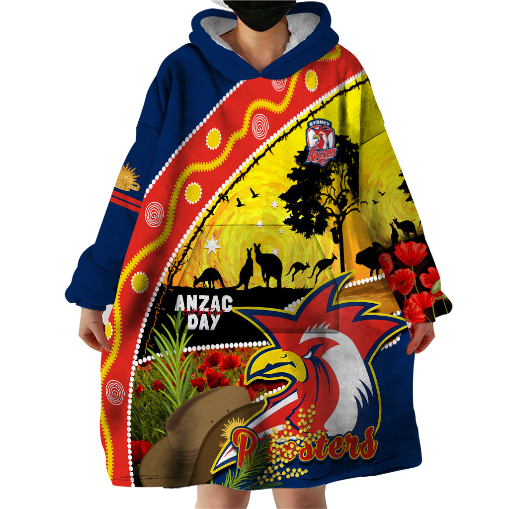 Roosters ANZAC Day Wearable Blanket Hoodie Rosemary Starring Night Style - Vibe Hoodie Shop