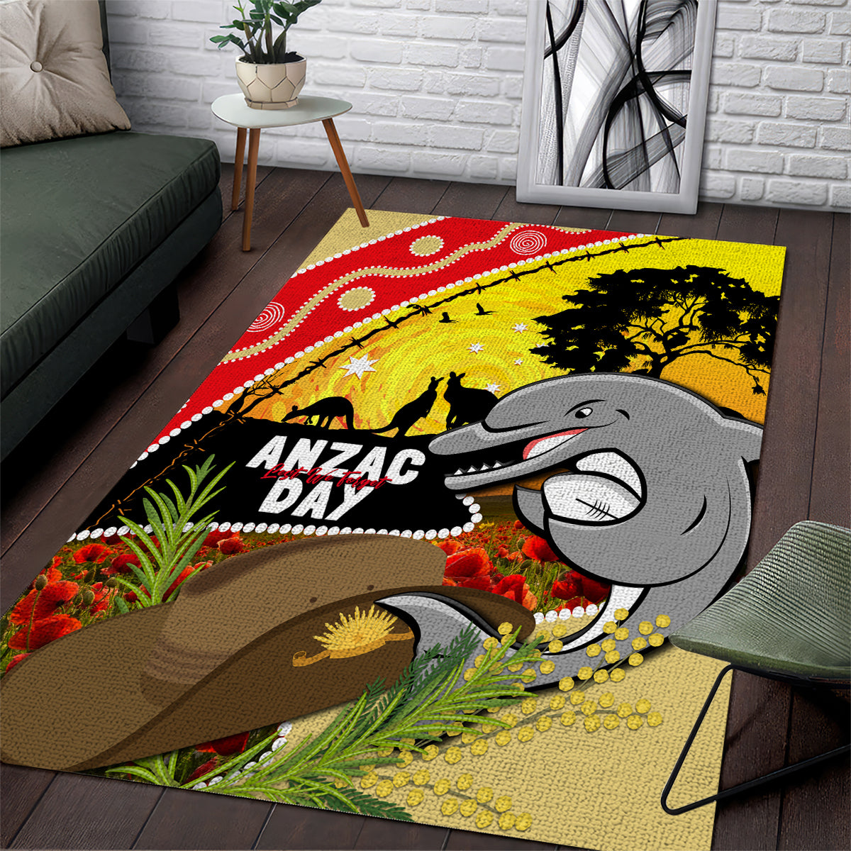 Dolphins ANZAC Day Area Rug Rosemary Starring Night Style - Vibe Hoodie Shop