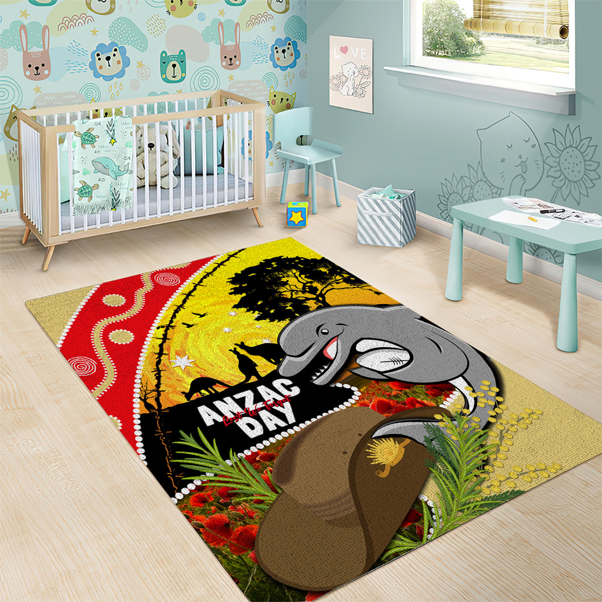 Dolphins ANZAC Day Area Rug Rosemary Starring Night Style - Vibe Hoodie Shop