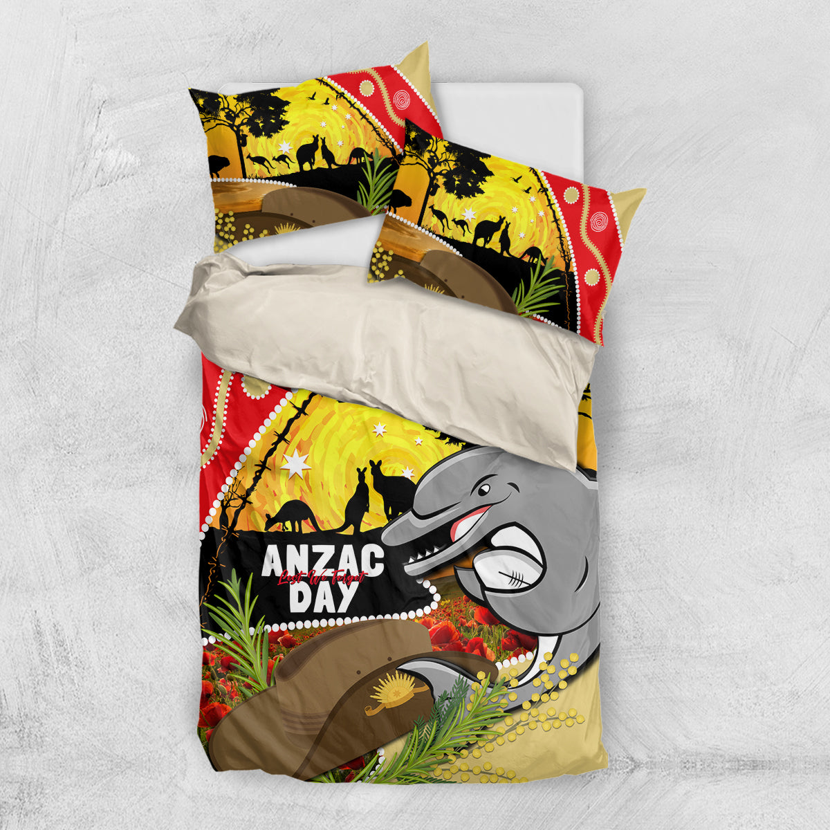 Dolphins ANZAC Day Bedding Set Rosemary Starring Night Style - Vibe Hoodie Shop