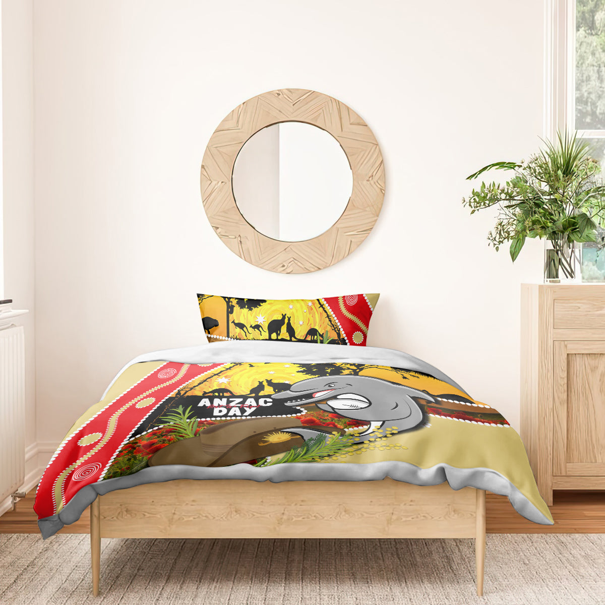 Dolphins ANZAC Day Bedding Set Rosemary Starring Night Style - Vibe Hoodie Shop