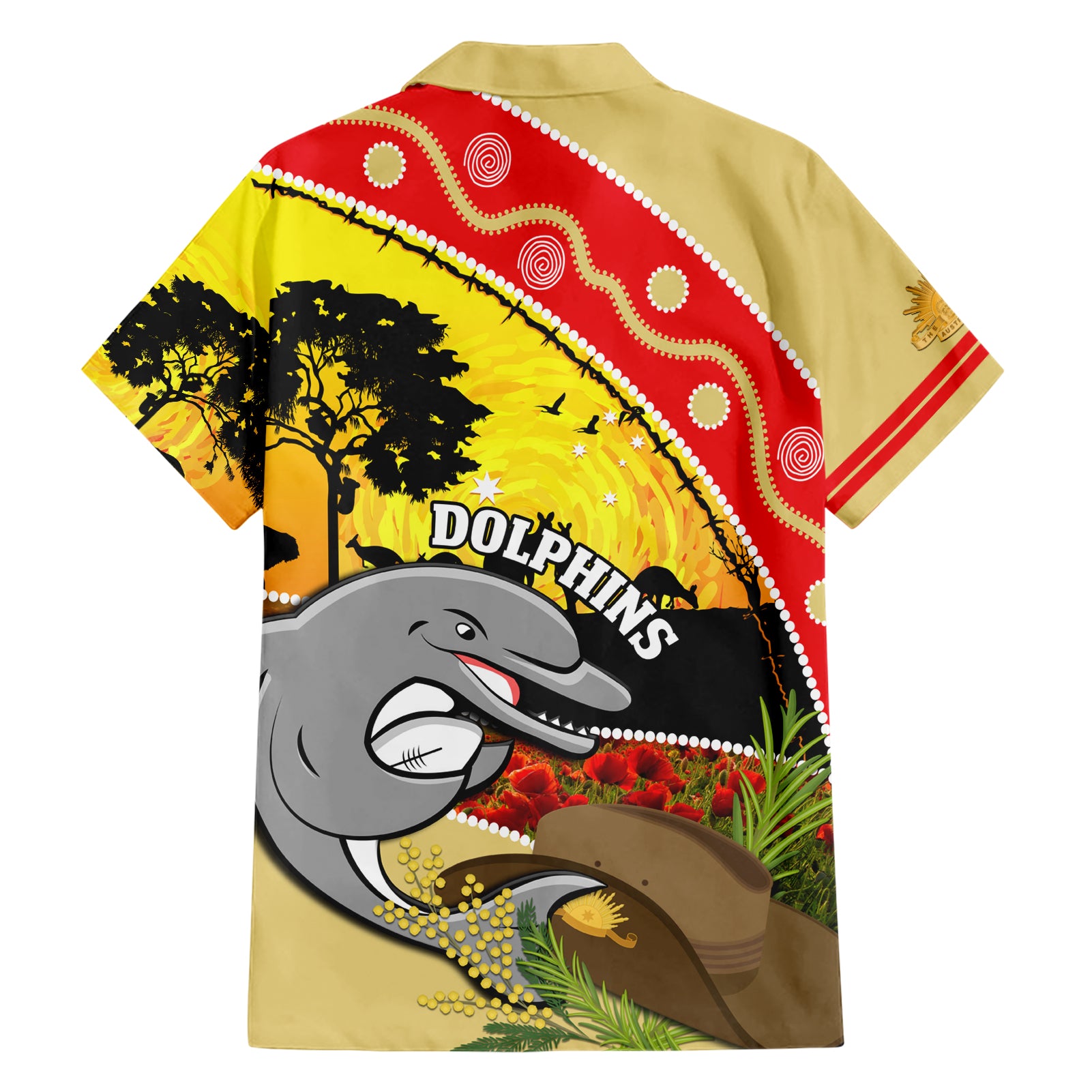 Dolphins ANZAC Day Hawaiian Shirt Rosemary Starring Night Style - Vibe Hoodie Shop