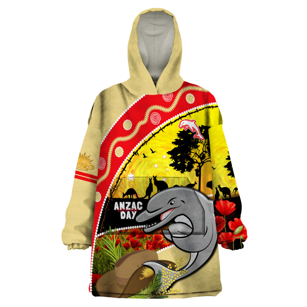 Dolphins ANZAC Day Wearable Blanket Hoodie Rosemary Starring Night Style - Vibe Hoodie Shop