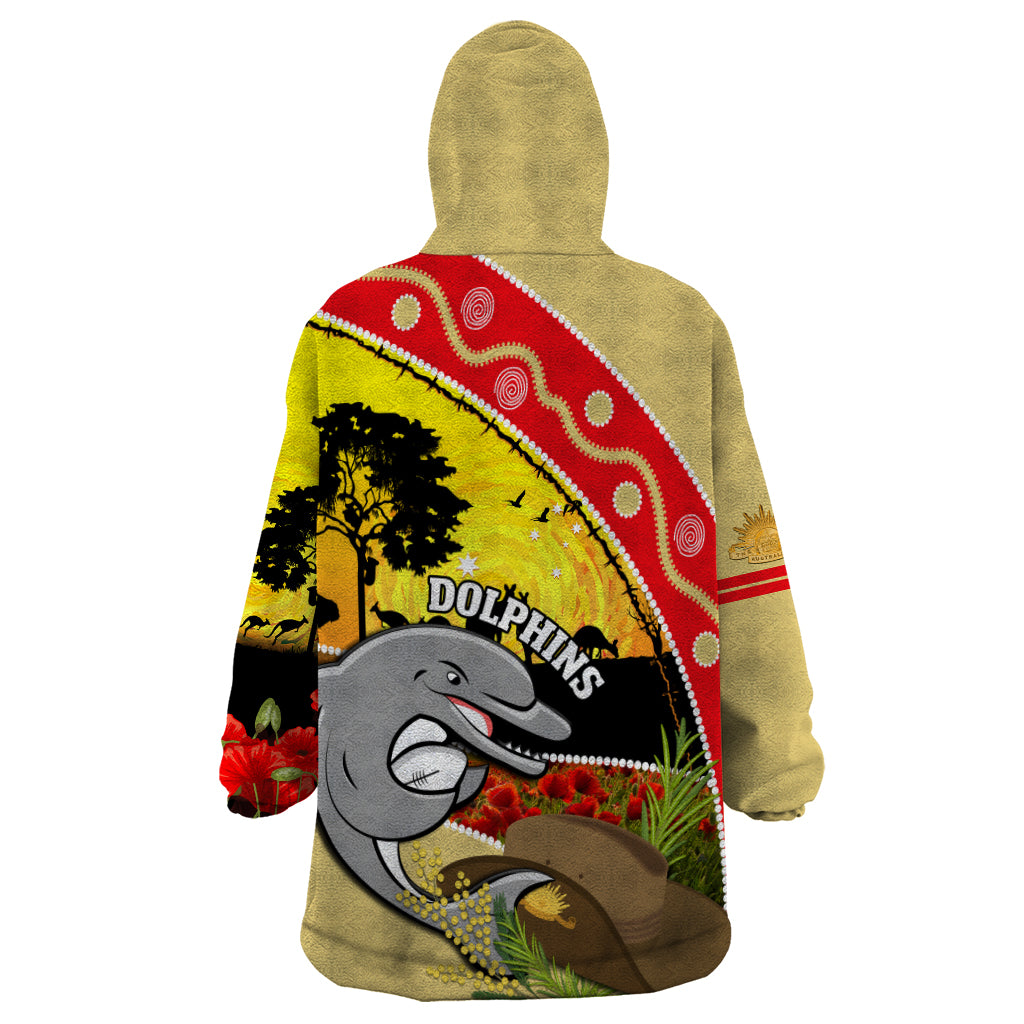 Dolphins ANZAC Day Wearable Blanket Hoodie Rosemary Starring Night Style - Vibe Hoodie Shop