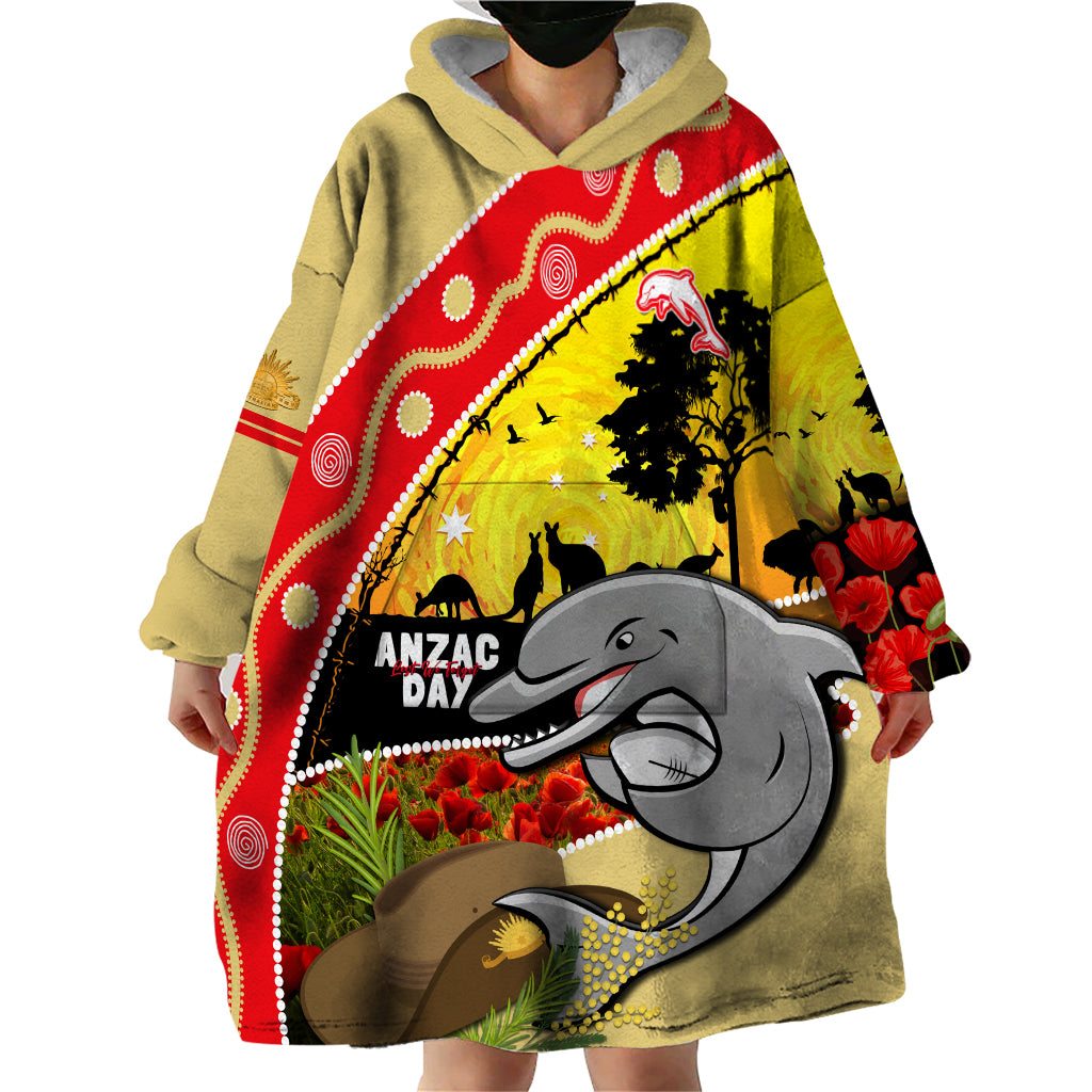 Dolphins ANZAC Day Wearable Blanket Hoodie Rosemary Starring Night Style - Vibe Hoodie Shop