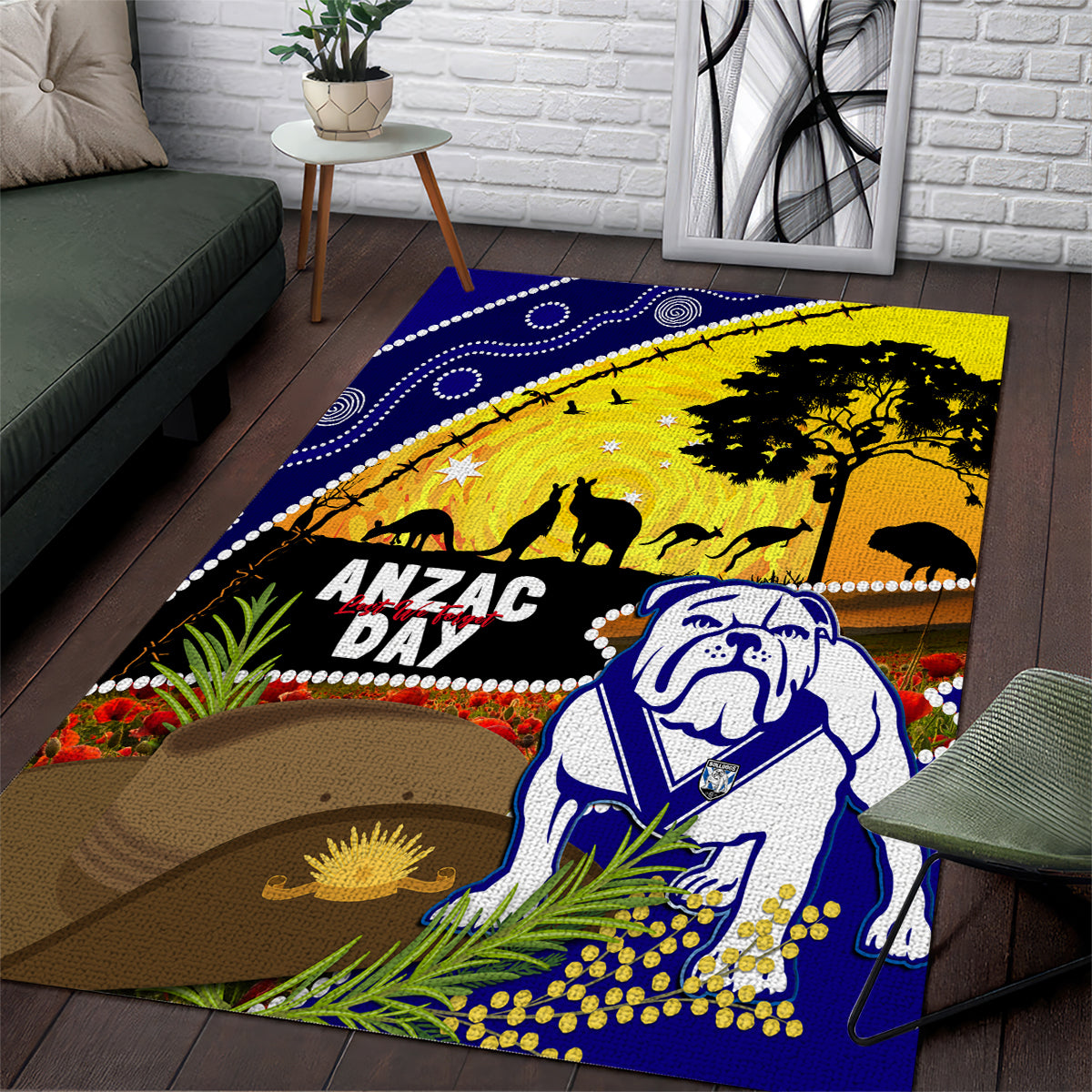 Bulldogs ANZAC Day Area Rug Rosemary Starring Night Style - Vibe Hoodie Shop