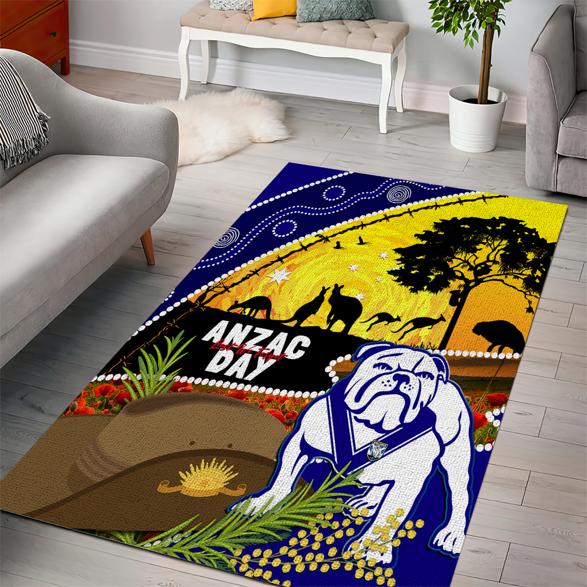 Bulldogs ANZAC Day Area Rug Rosemary Starring Night Style - Vibe Hoodie Shop