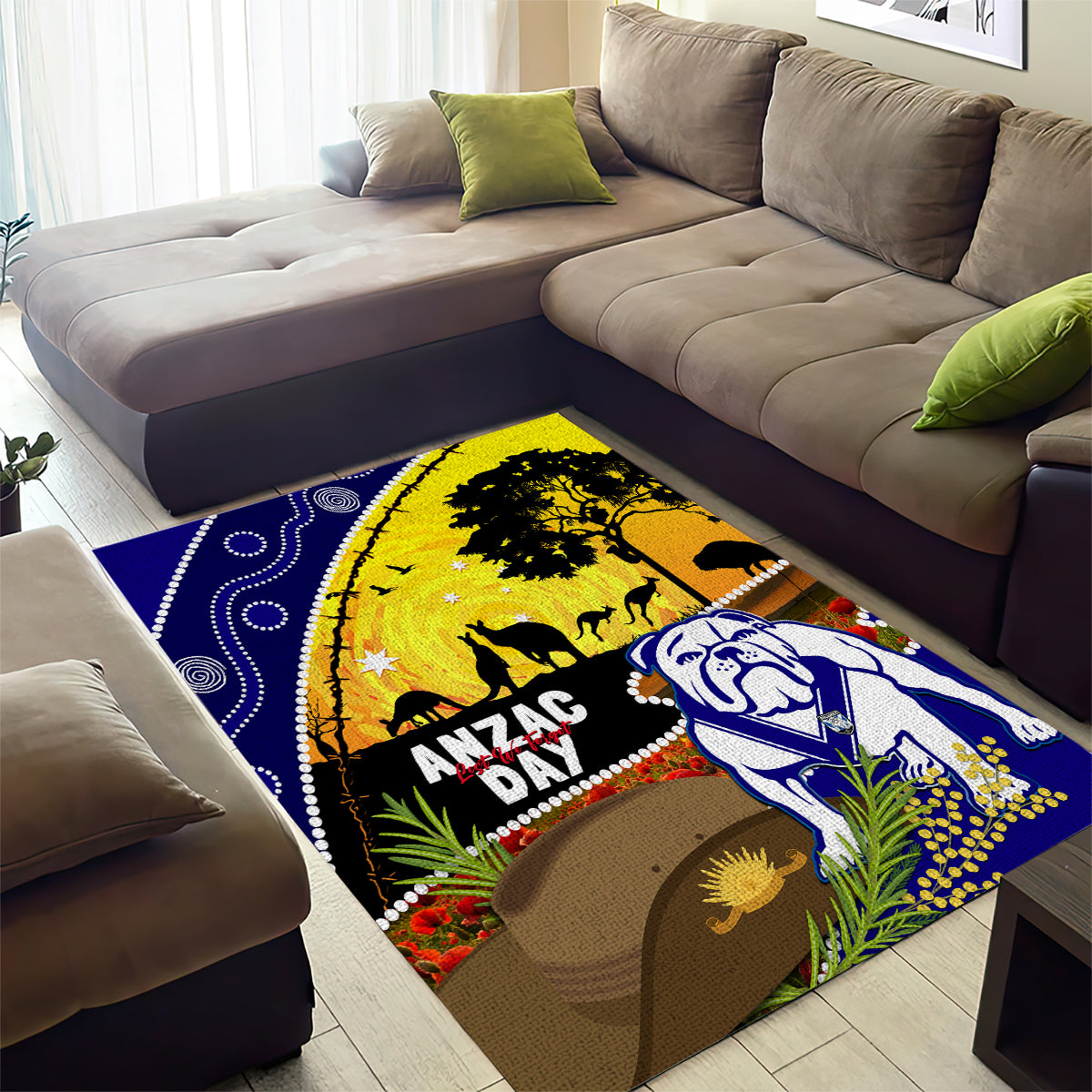 Bulldogs ANZAC Day Area Rug Rosemary Starring Night Style - Vibe Hoodie Shop