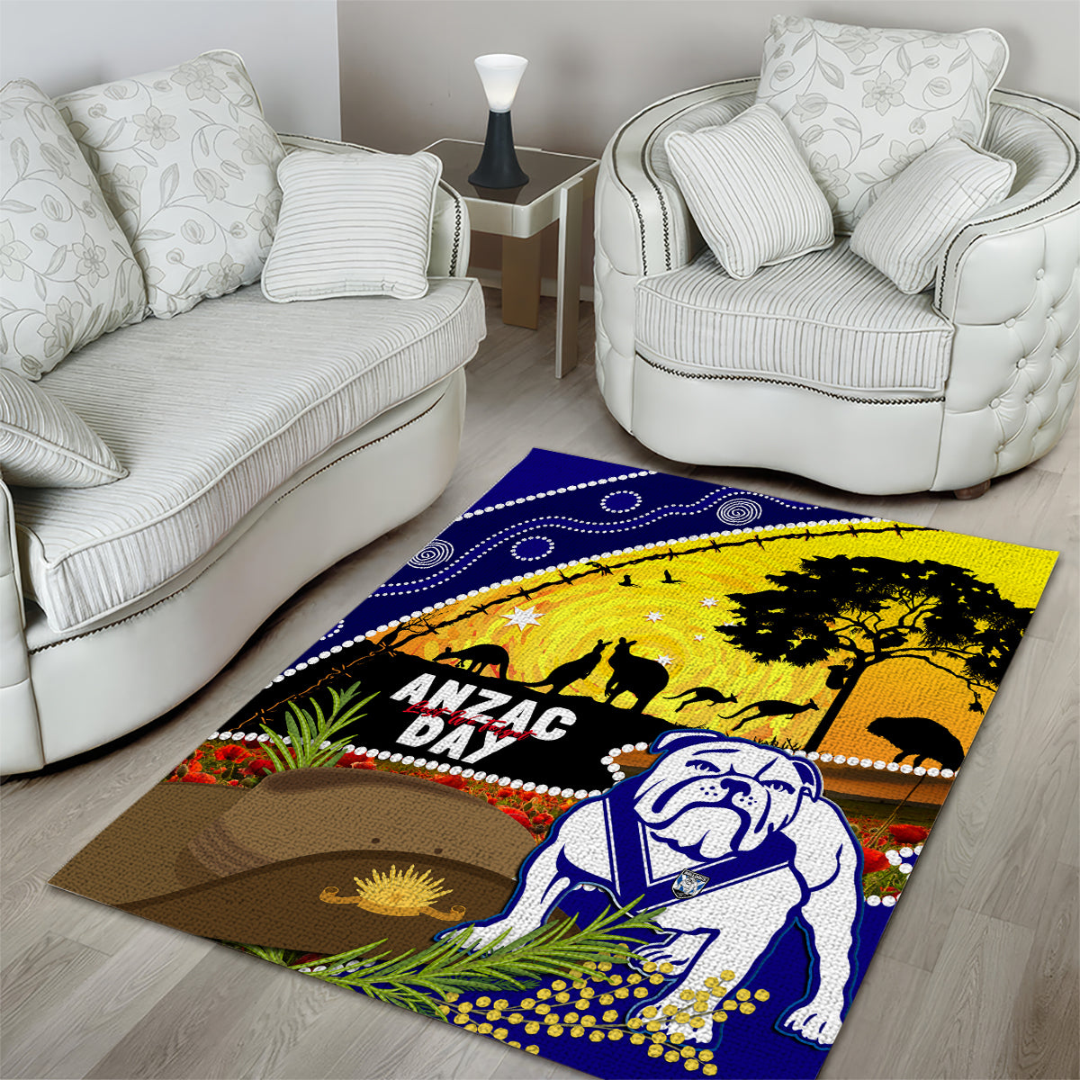 Bulldogs ANZAC Day Area Rug Rosemary Starring Night Style - Vibe Hoodie Shop