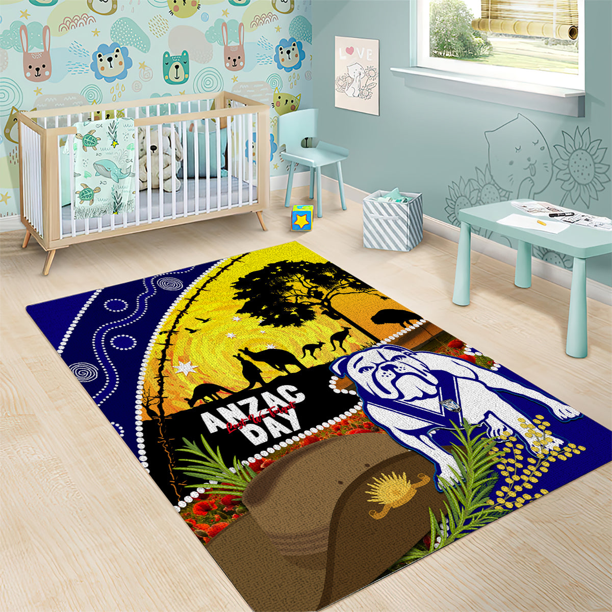 Bulldogs ANZAC Day Area Rug Rosemary Starring Night Style - Vibe Hoodie Shop