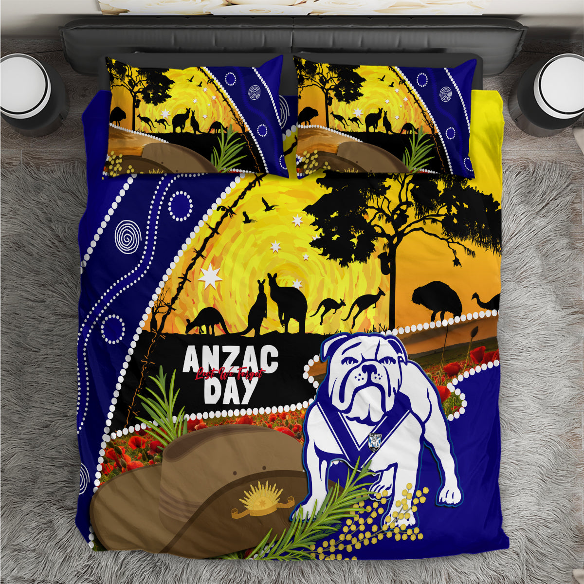 Bulldogs ANZAC Day Bedding Set Rosemary Starring Night Style - Vibe Hoodie Shop