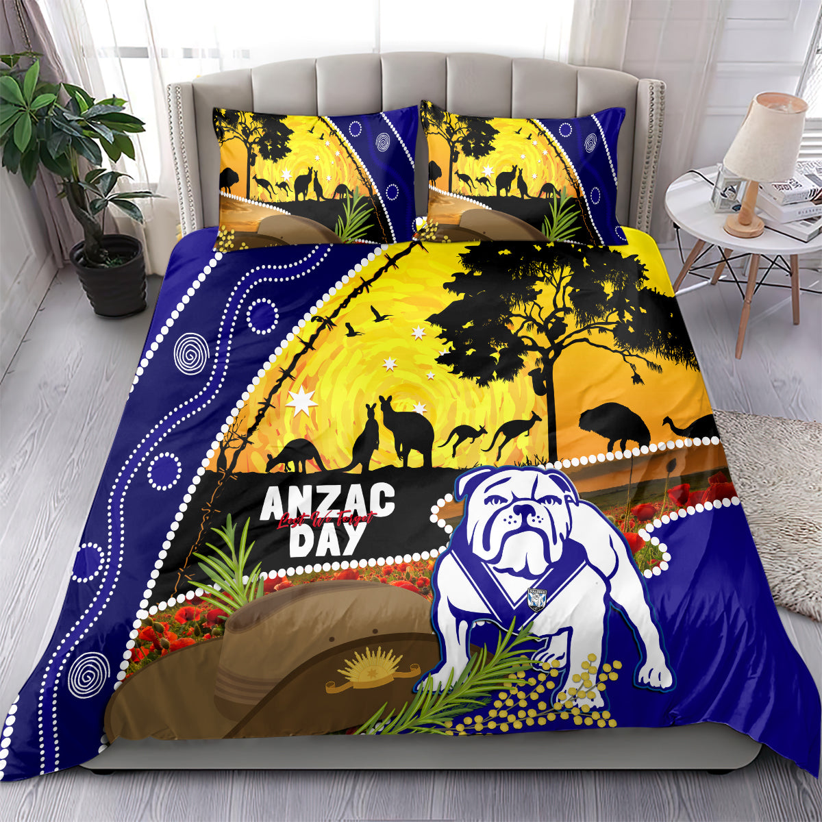 Bulldogs ANZAC Day Bedding Set Rosemary Starring Night Style - Vibe Hoodie Shop