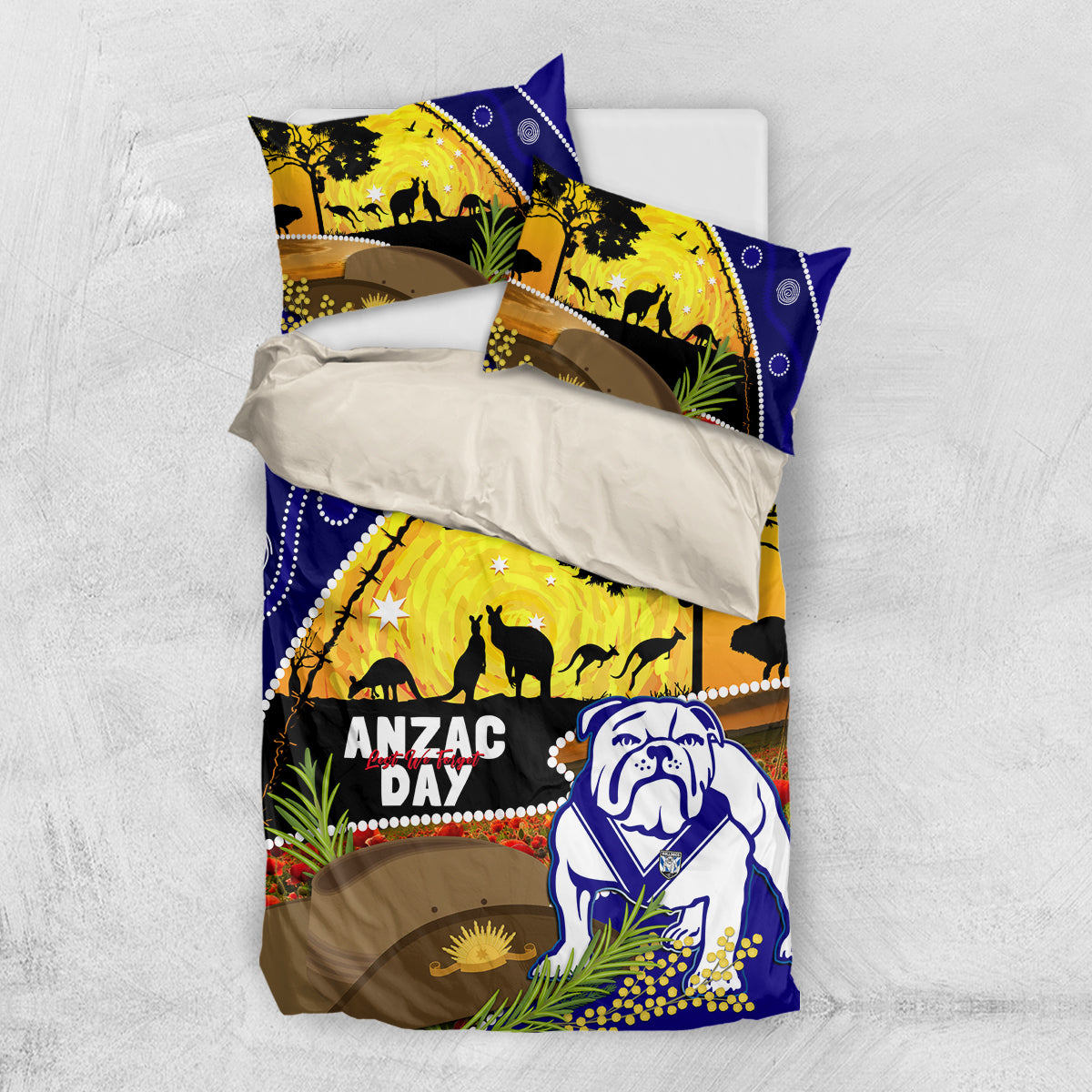 Bulldogs ANZAC Day Bedding Set Rosemary Starring Night Style - Vibe Hoodie Shop