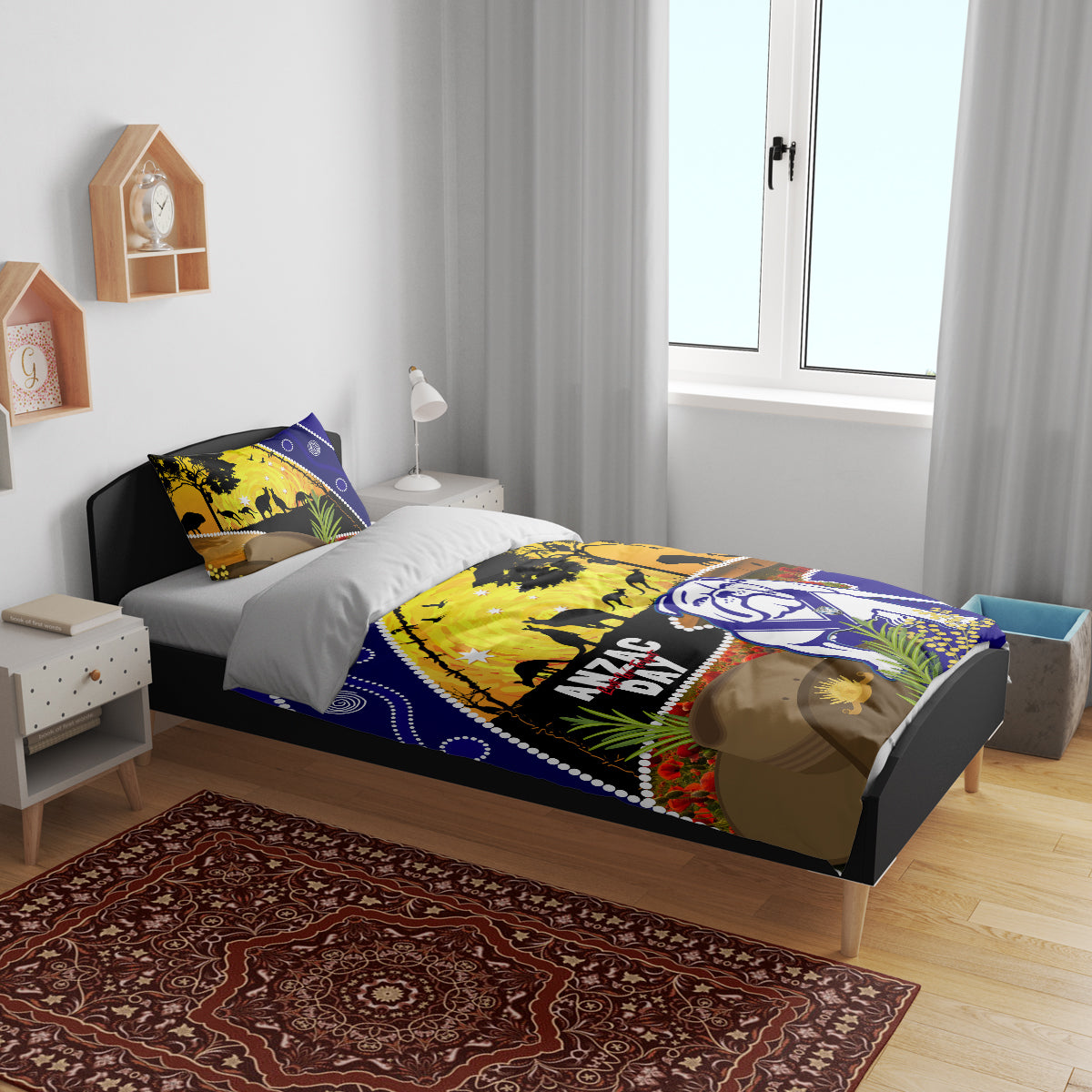 Bulldogs ANZAC Day Bedding Set Rosemary Starring Night Style - Vibe Hoodie Shop