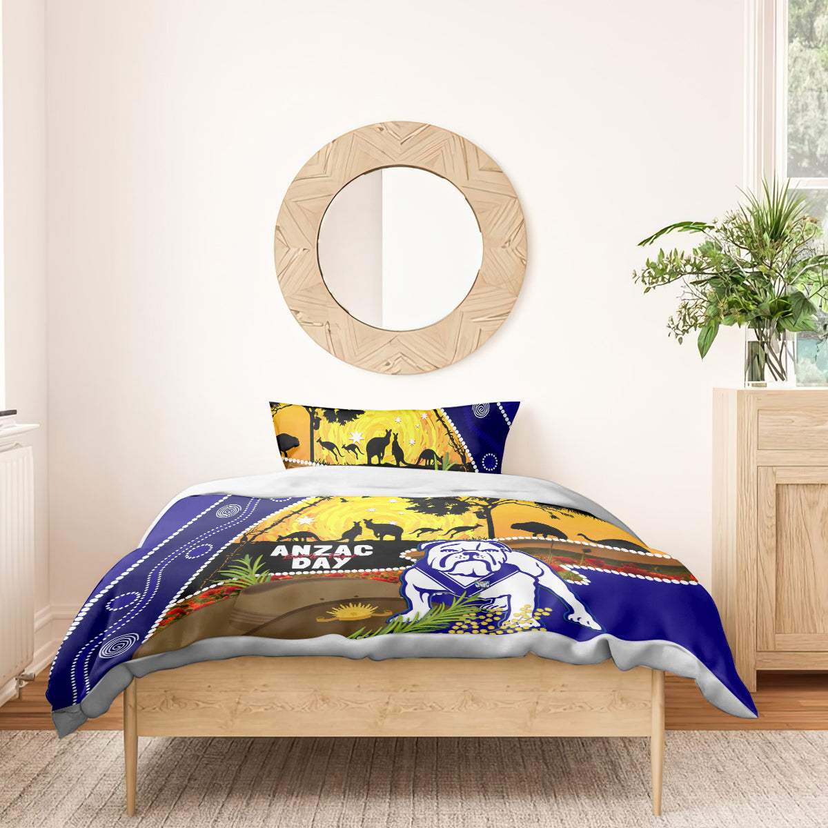 Bulldogs ANZAC Day Bedding Set Rosemary Starring Night Style - Vibe Hoodie Shop
