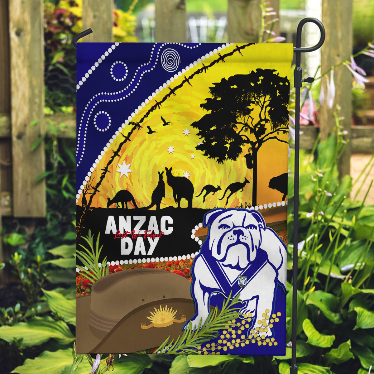 Bulldogs ANZAC Day Garden Flag Rosemary Starring Night Style - Vibe Hoodie Shop