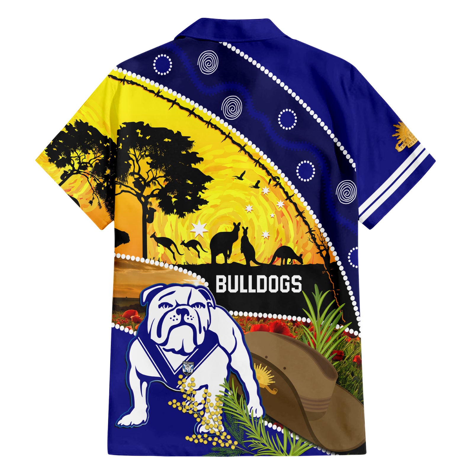 Bulldogs ANZAC Day Hawaiian Shirt Rosemary Starring Night Style - Vibe Hoodie Shop