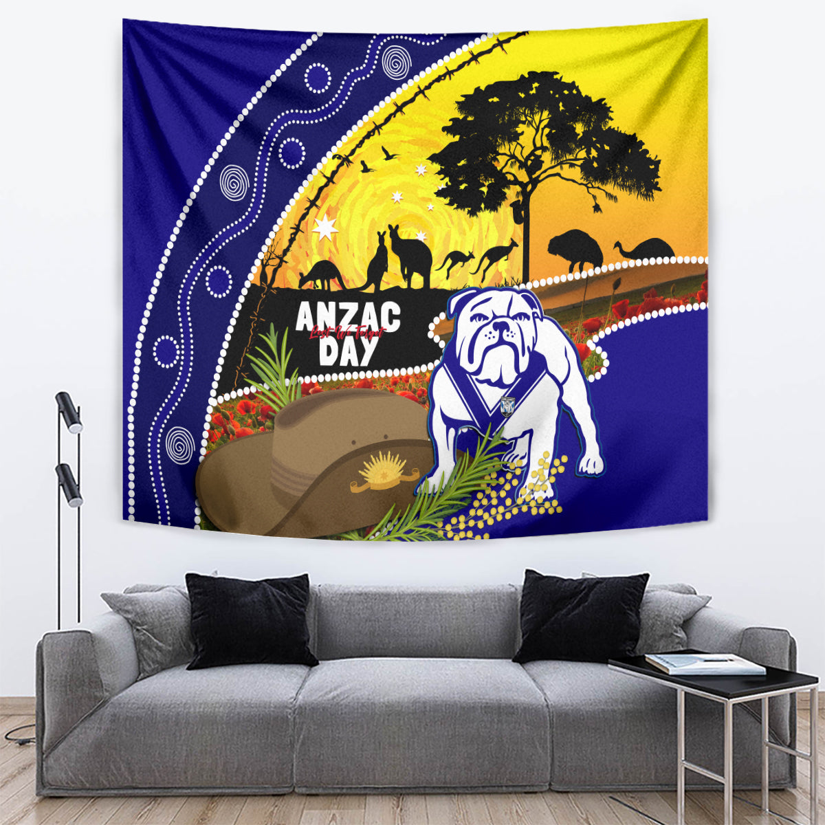 Bulldogs ANZAC Day Tapestry Rosemary Starring Night Style - Vibe Hoodie Shop