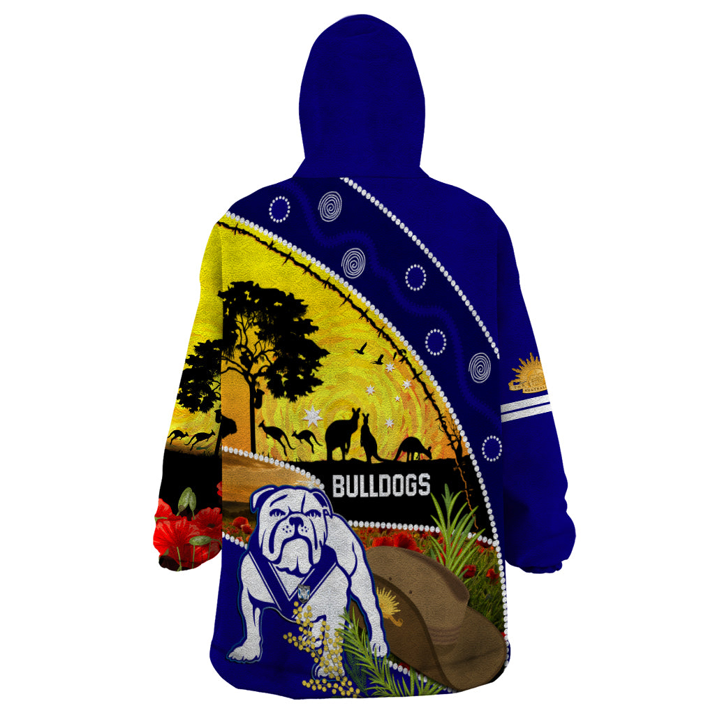 Bulldogs ANZAC Day Wearable Blanket Hoodie Rosemary Starring Night Style - Vibe Hoodie Shop