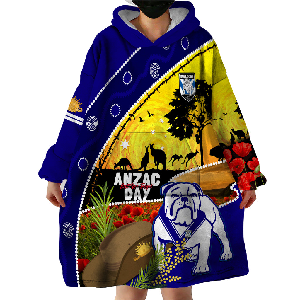 Bulldogs ANZAC Day Wearable Blanket Hoodie Rosemary Starring Night Style - Vibe Hoodie Shop