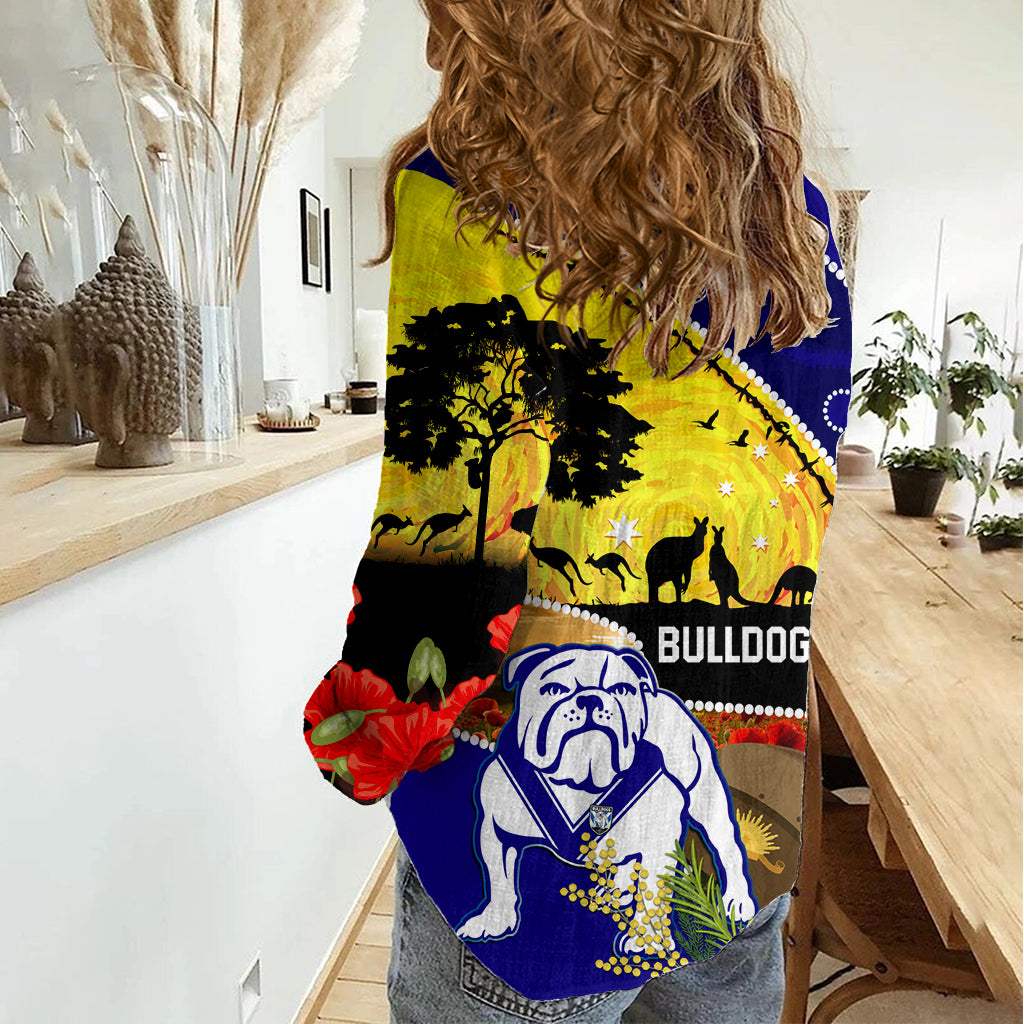 Bulldogs ANZAC Day Women Casual Shirt Rosemary Starring Night Style - Vibe Hoodie Shop