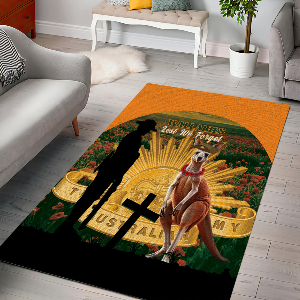 Australia Wallabies Rugby ANZAC Day Area Rug 2024 Lest We Forget - Vibe Hoodie Shop