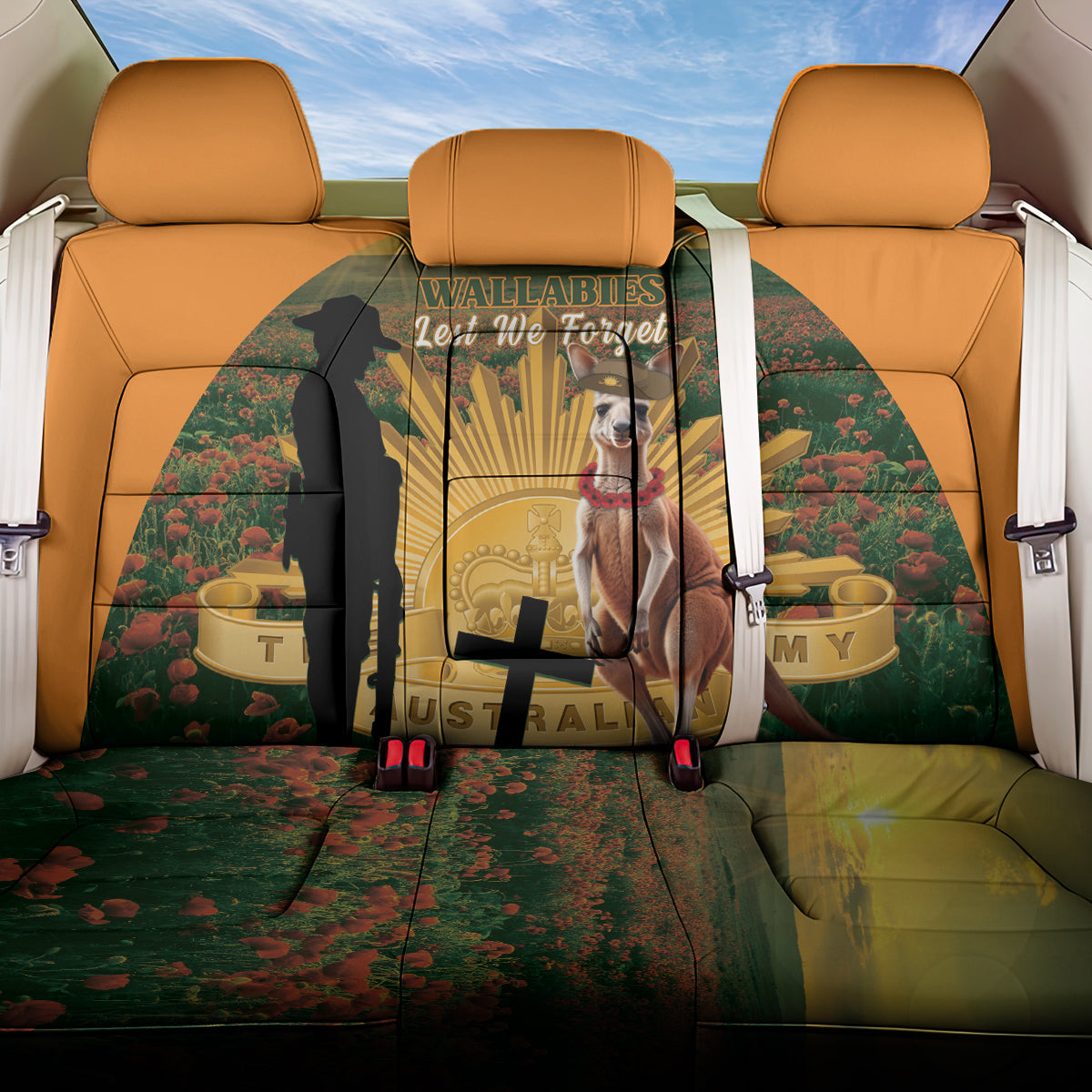 Australia Wallabies Rugby ANZAC Day Back Car Seat Cover 2024 Lest We Forget LT14