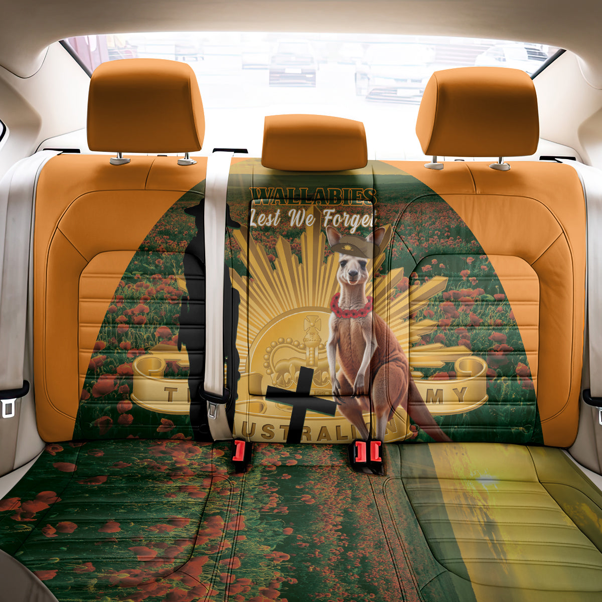 Australia Wallabies Rugby ANZAC Day Back Car Seat Cover 2024 Lest We Forget LT14