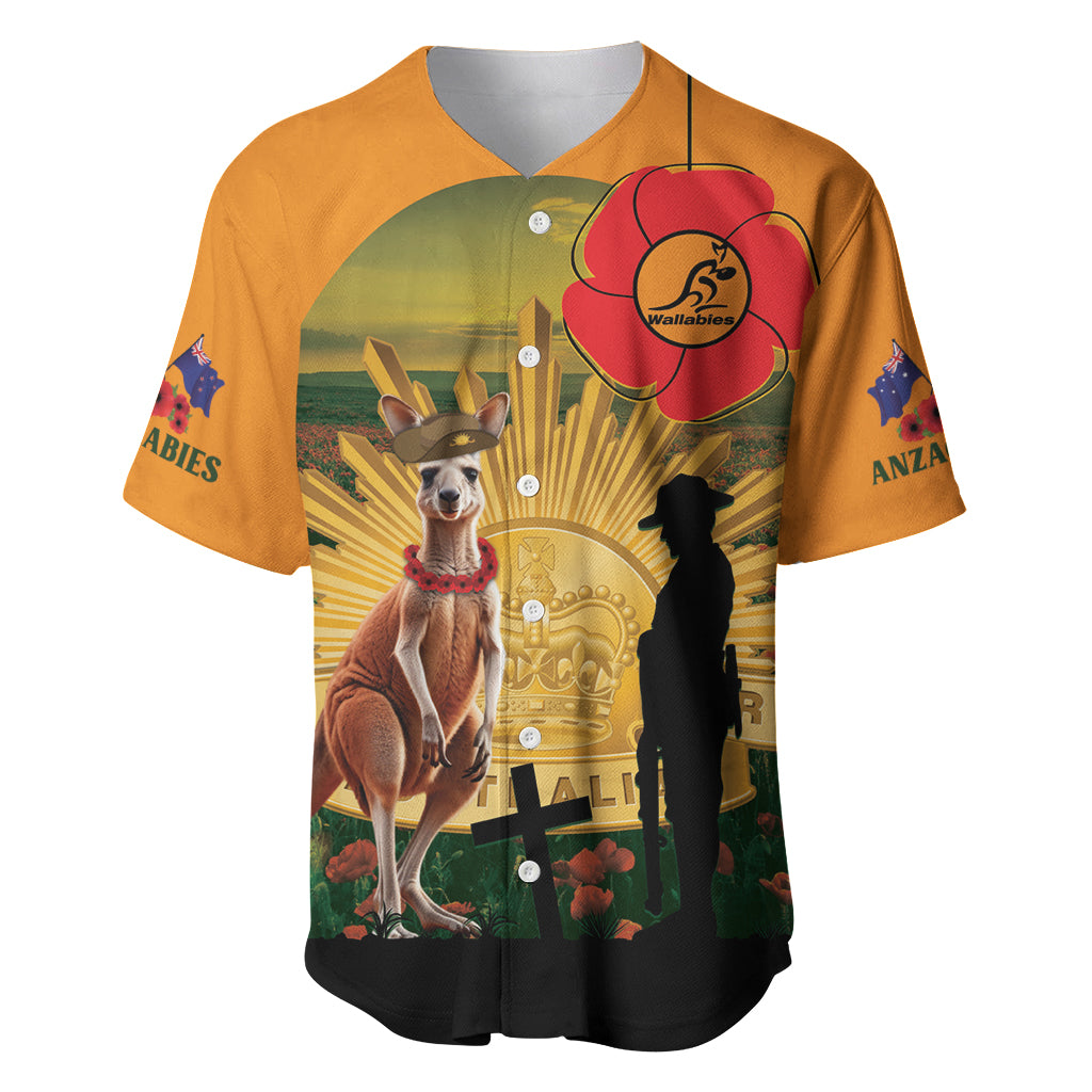 Australia Wallabies Rugby ANZAC Day Baseball Jersey 2024 Lest We Forget - Vibe Hoodie Shop